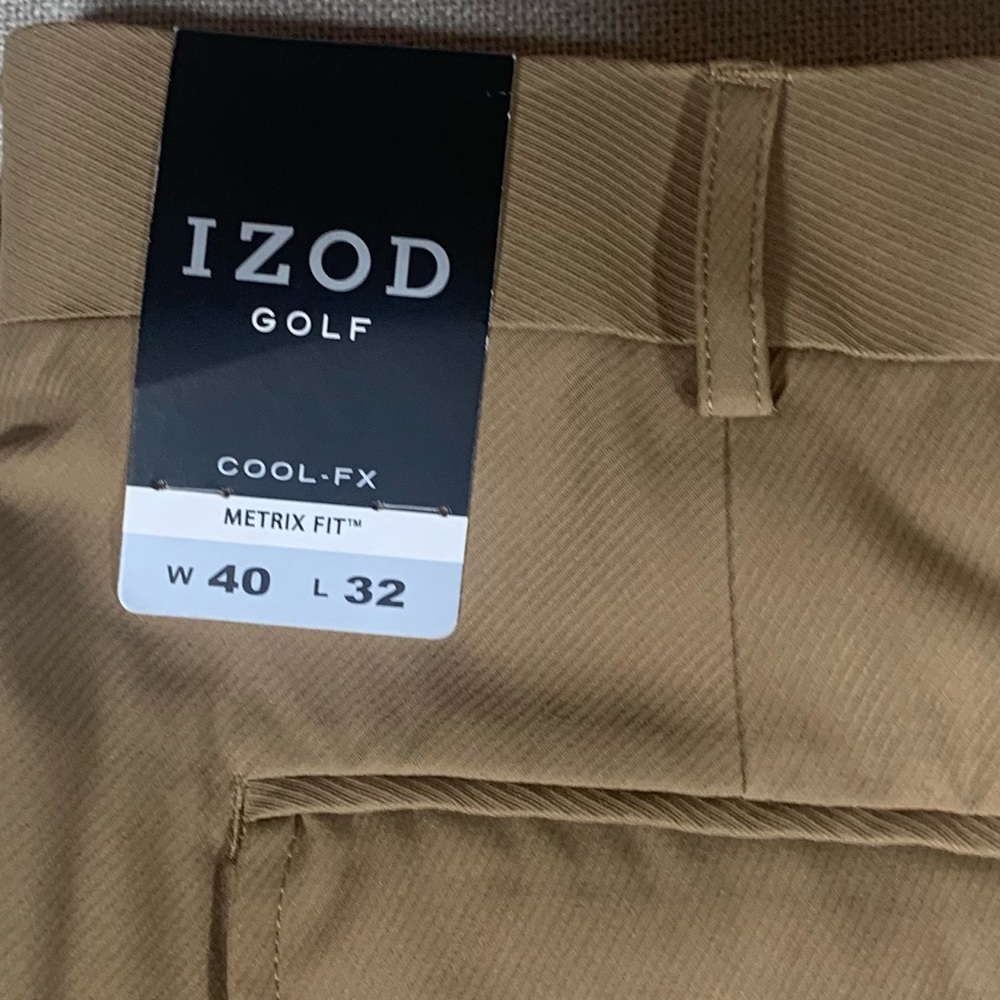 New Izod Golf Pants 40x32 Tan Cool-FX Metrix Fit - Picture 6 of 11